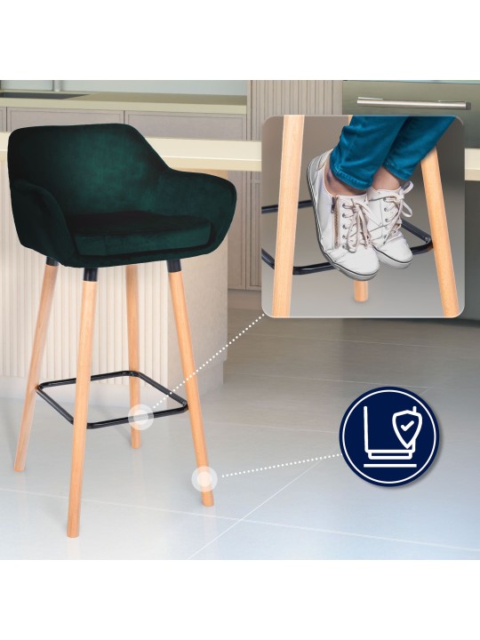 Tabouret de bar Grant velours, vert Tabouret de bar Grant velours, vert