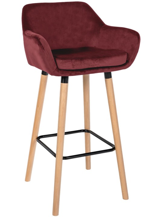 Tabouret de bar Grant velours, rouge