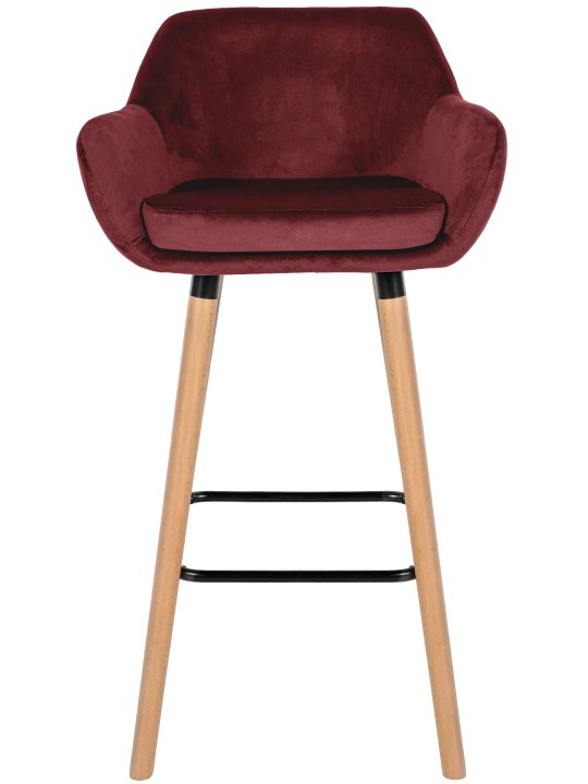 Tabouret de bar Grant velours, rouge