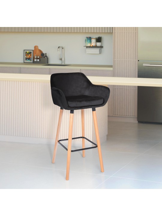 Tabouret de bar Grant velours, noir