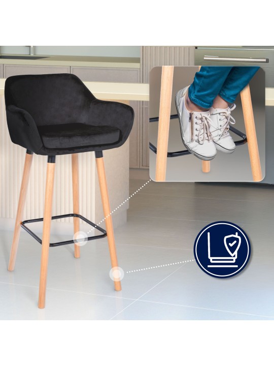 Tabouret de bar Grant velours, noir