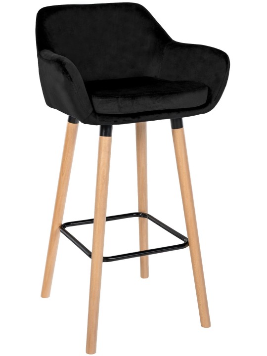 Tabouret de bar Grant velours, noir