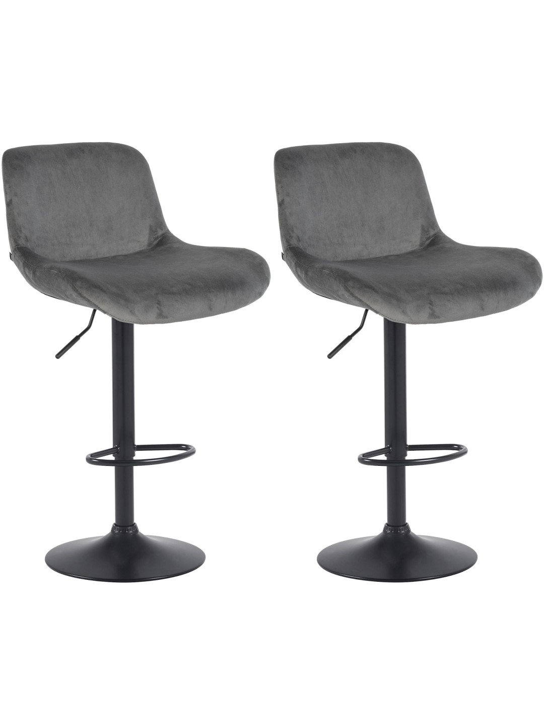 Lot de 2 tabourets de bar Solon velours, gris foncé