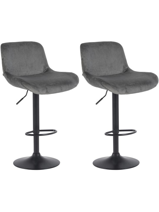 Lot de 2 tabourets de bar Solon velours, gris foncé Lot de 2 tabourets de bar Solon velours, gris foncé