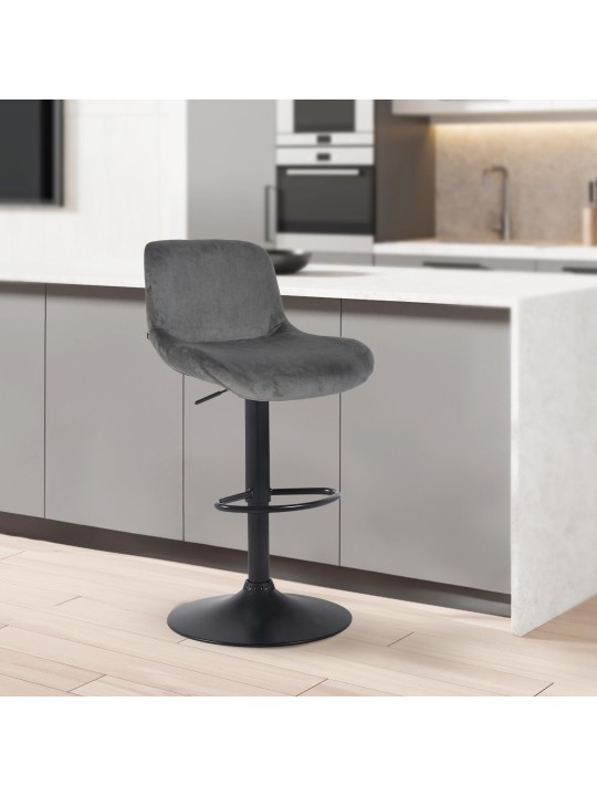 Lot de 2 tabourets de bar Solon velours, gris foncé Lot de 2 tabourets de bar Solon velours, gris foncé