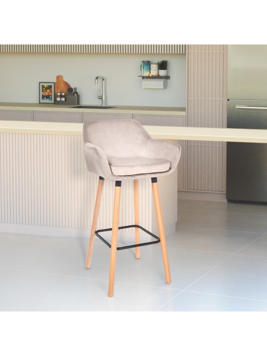 Tabouret de bar Grant velours, crème