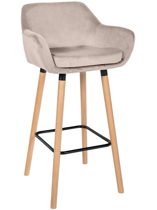 Tabouret de bar Grant velours, crème