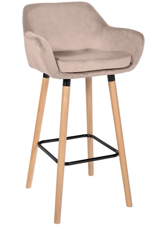 Tabouret de bar Grant velours, gris clair