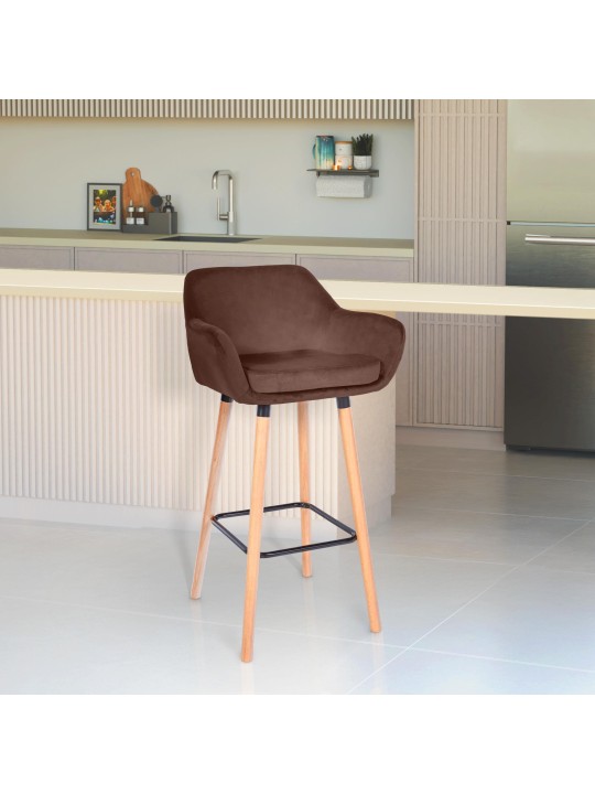 Tabouret de bar Grant velours, café