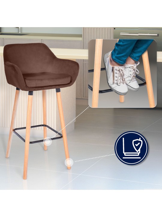 Tabouret de bar Grant velours, café