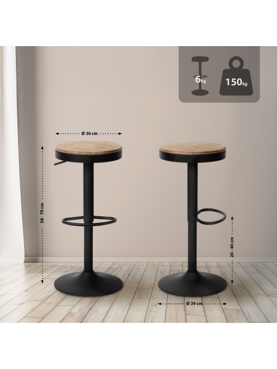Tabouret de bar Pitas, naturel