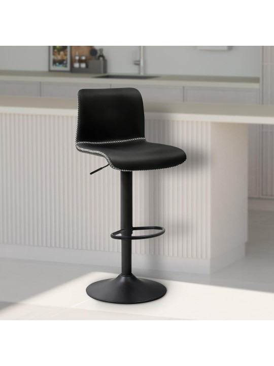 Tabouret de bar Henchy simili cuir, noir