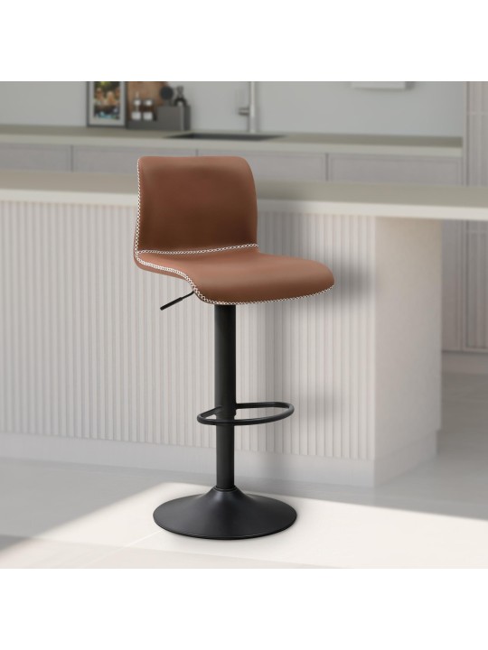 Tabouret de bar Henchy simili cuir, brun