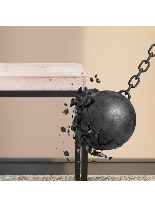 Banc en velours Barci B, crème