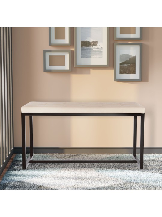 Banc en velours Barci B, crème