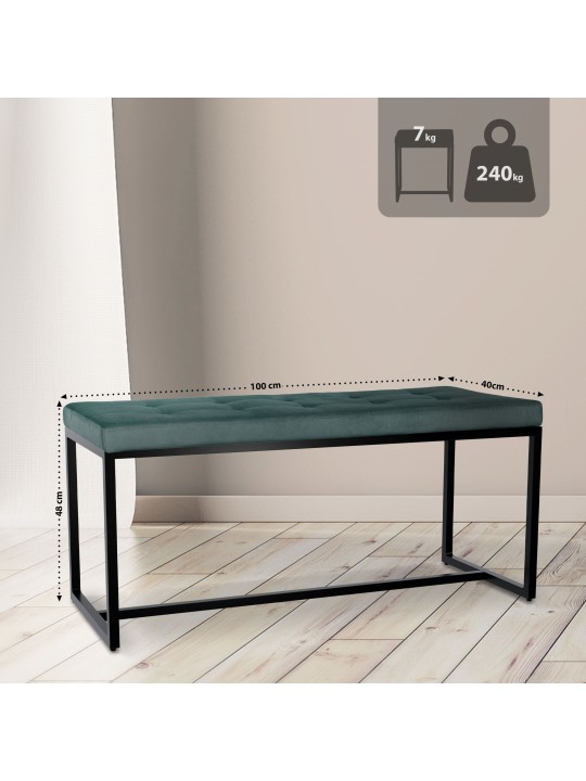 Banc en velours Barci B, vert Banc en velours Barci B, vert