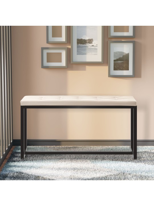 Banc Barci B simili cuir, crème