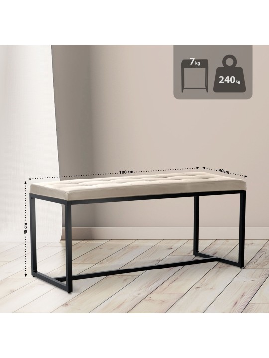 Banc Barci B simili cuir, crème