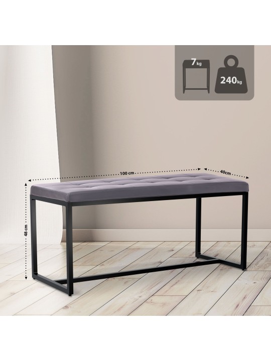 Banc Barci B simili cuir, gris