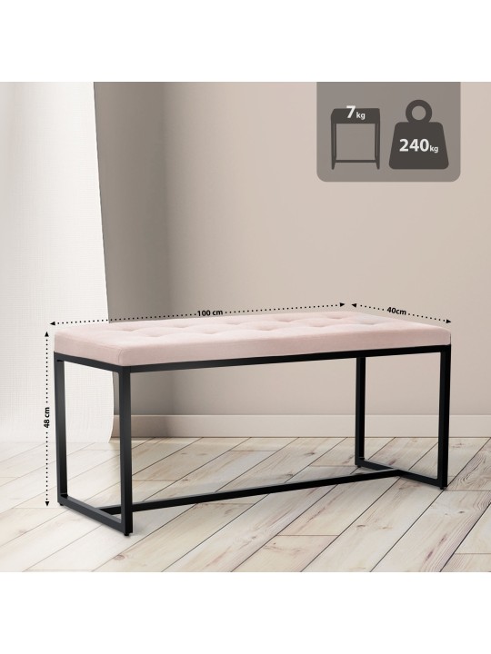 Banc Barci B en tissu, crème