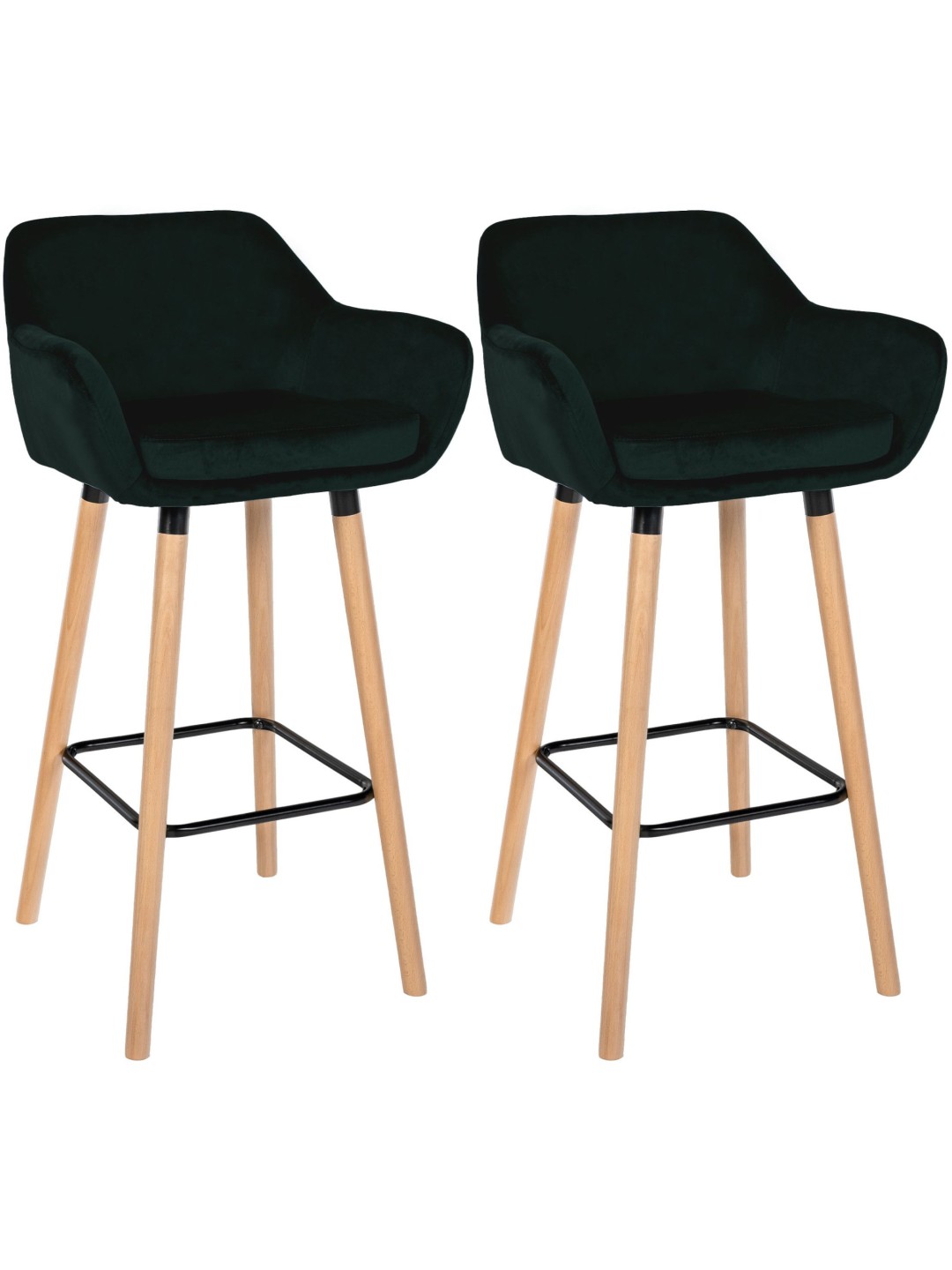 Lot de 2 tabourets de bar Grant velours, vert