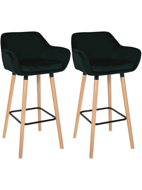 Lot de 2 tabourets de bar Grant velours, vert Lot de 2 tabourets de bar Grant velours, vert
