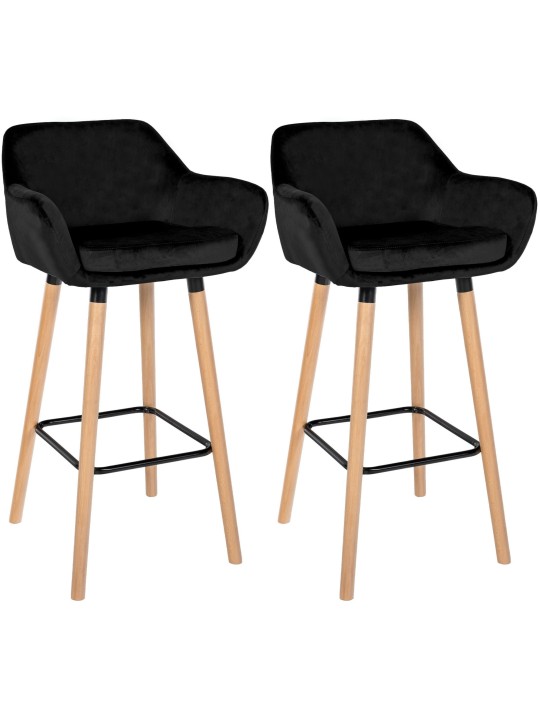 Lot de 2 tabourets de bar Grant velours, noir Lot de 2 tabourets de bar Grant velours, noir