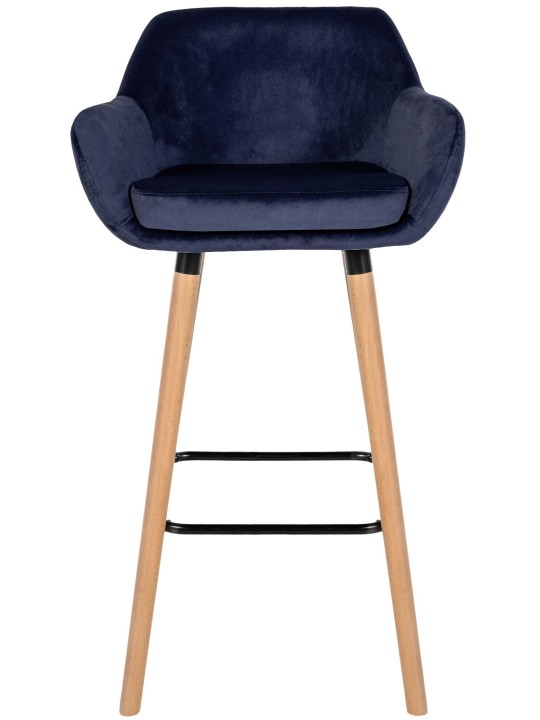 Lot de 2 tabourets de bar Grant velours, bleu foncé