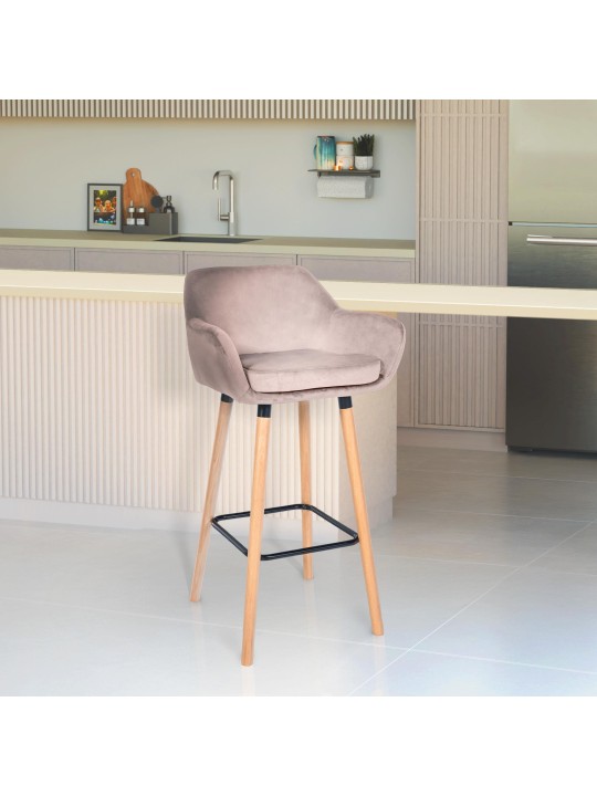 Lot de 2 tabourets de bar Grant velours, gris clair Lot de 2 tabourets de bar Grant velours, gris clair