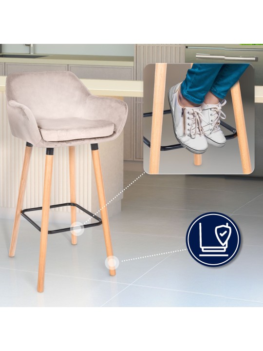 Lot de 2 tabourets de bar Grant velours, crème Lot de 2 tabourets de bar Grant velours, crème