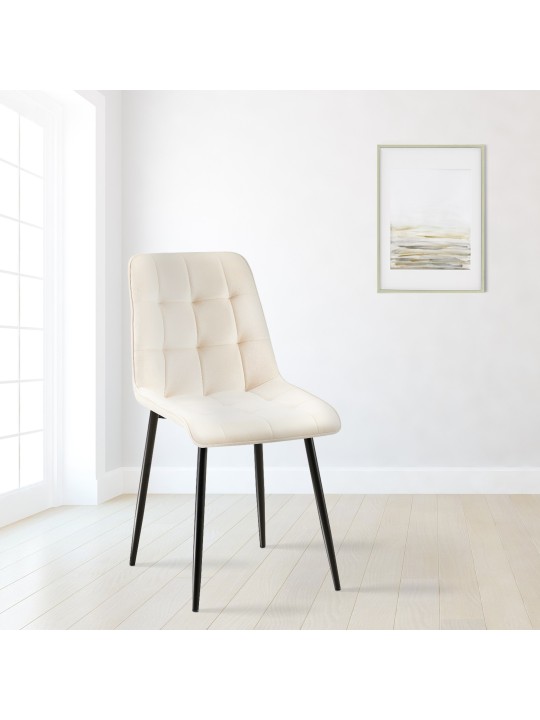 Lot de 2 chaises de salle à manger Gifford velours, crème