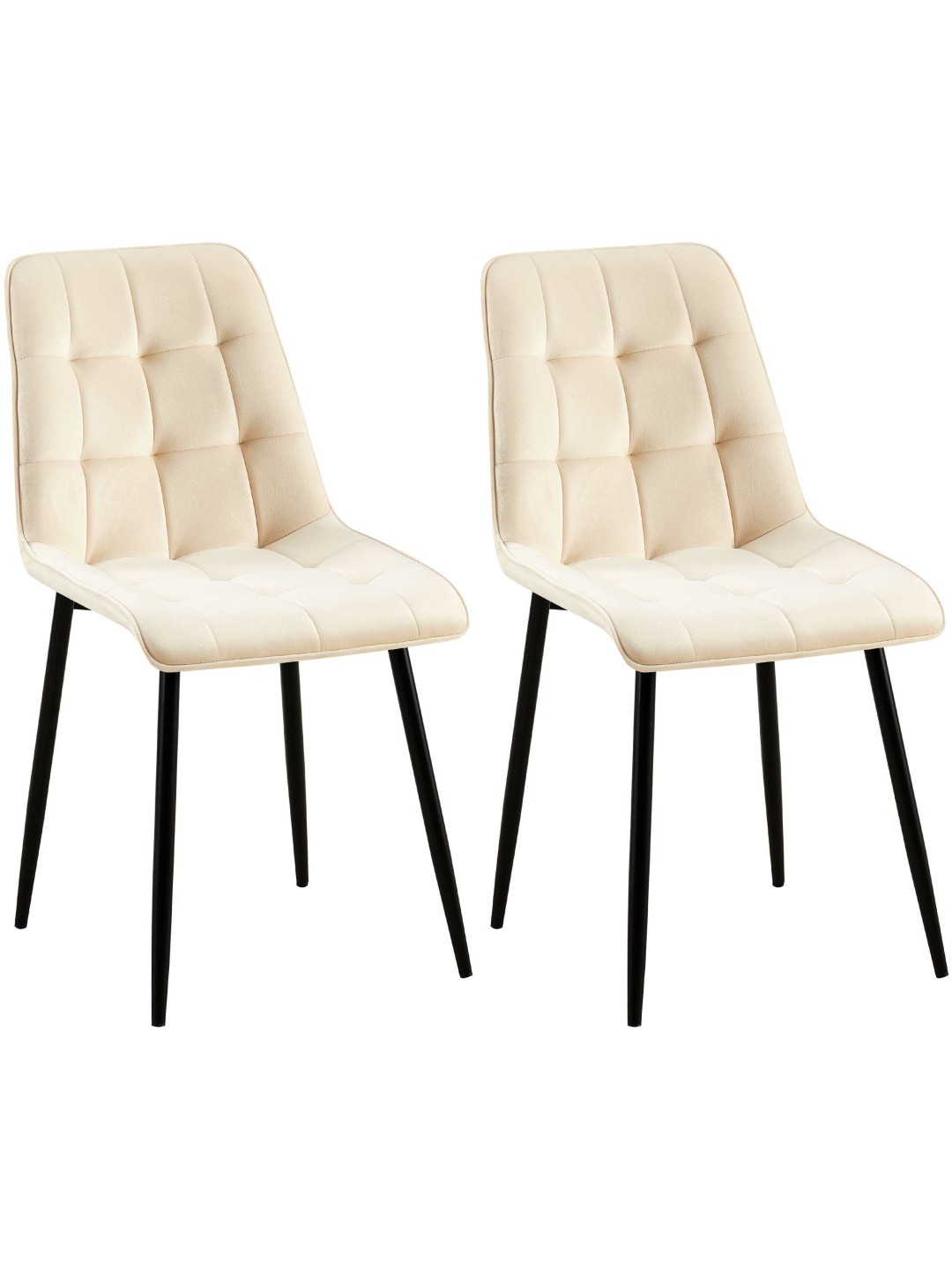 Lot de 2 chaises de salle à manger Gifford velours, crème