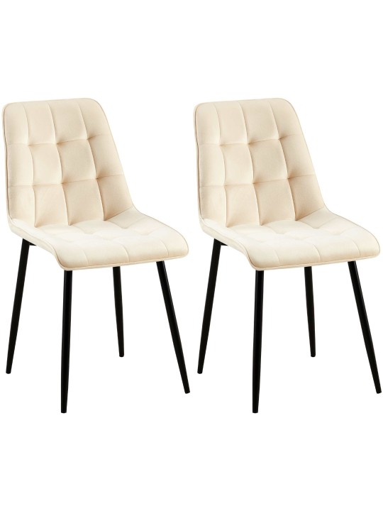 Lot de 2 chaises de salle à manger Gifford velours, crème