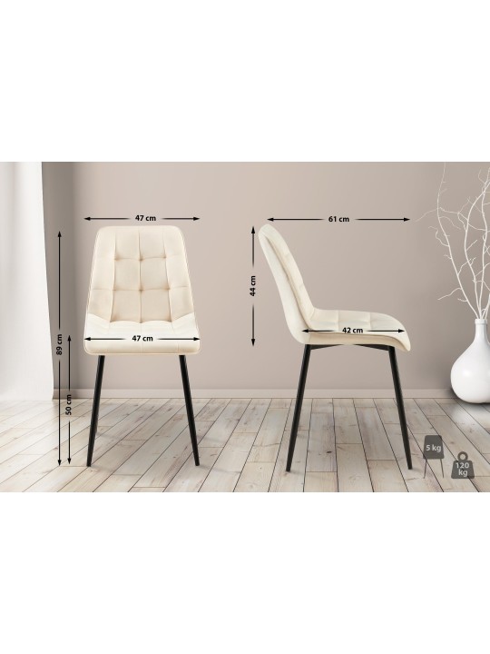 Lot de 2 chaises de salle à manger Gifford velours, crème