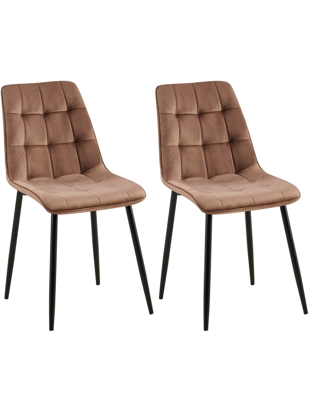 Lot de 2 chaises de salle à manger Gifford velours, brun