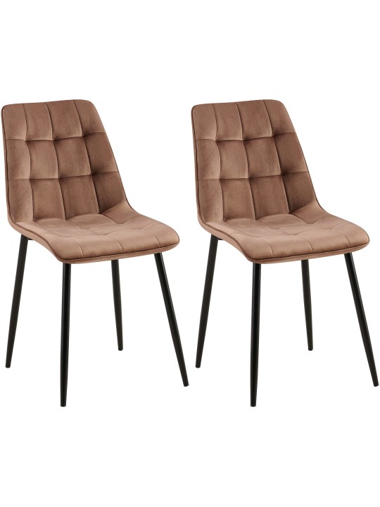 Lot de 2 chaises de salle à manger Gifford velours, brun