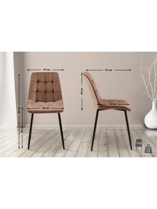Lot de 2 chaises de salle à manger Gifford velours, brun