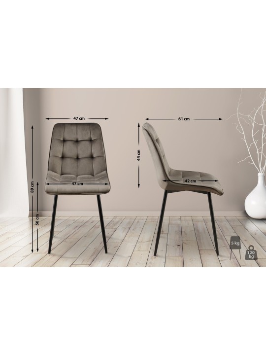 Lot de 2 chaises de salle à manger Gifford velours, anthracite Lot de 2 chaises de salle à manger Gifford velours, anthracite