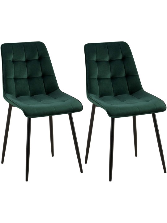 Lot de 2 chaises de salle à manger Gifford velours, vert