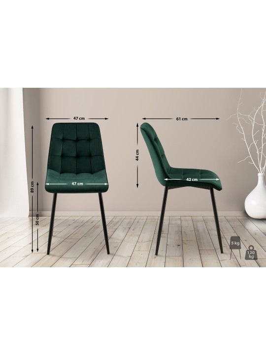 Lot de 2 chaises de salle à manger Gifford velours, vert