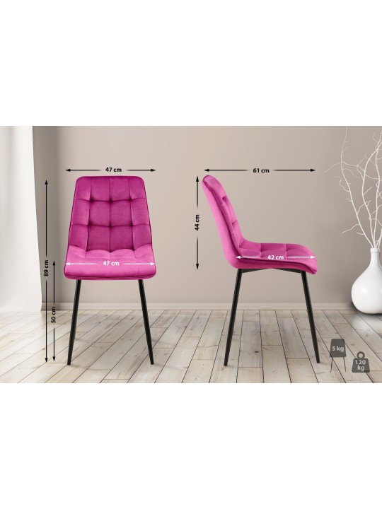 Lot de 2 chaises de salle à manger Gifford velours, lilas