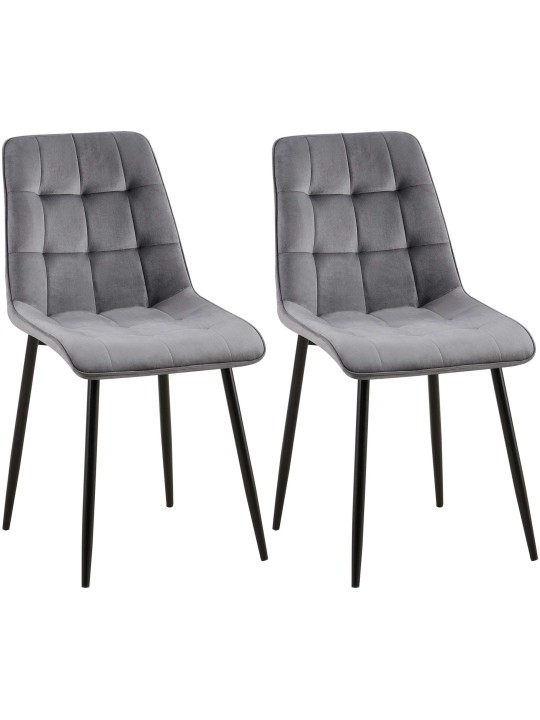 Lot de 2 chaises de salle à manger Gifford velours, gris foncé