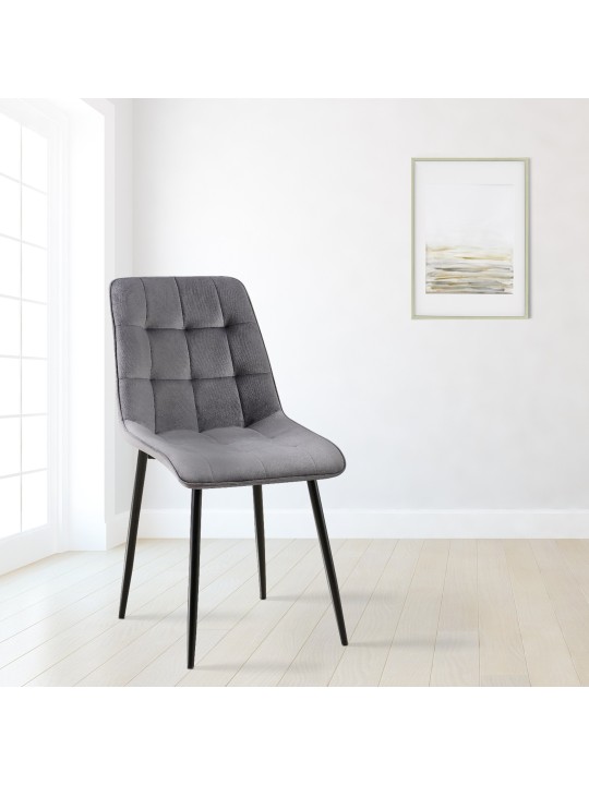 Lot de 2 chaises de salle à manger Gifford velours, gris foncé