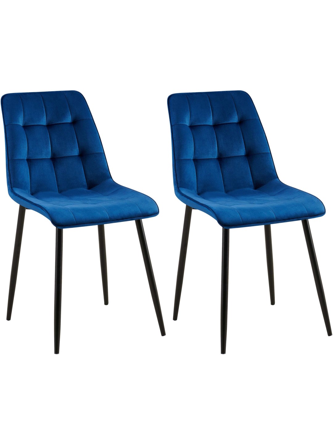 Lot de 2 chaises de salle à manger Gifford velours, bleu foncé