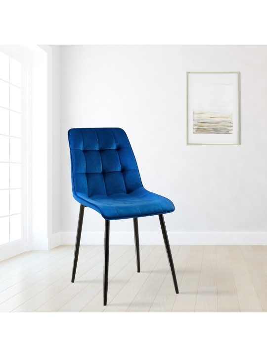 Lot de 2 chaises de salle à manger Gifford velours, bleu foncé