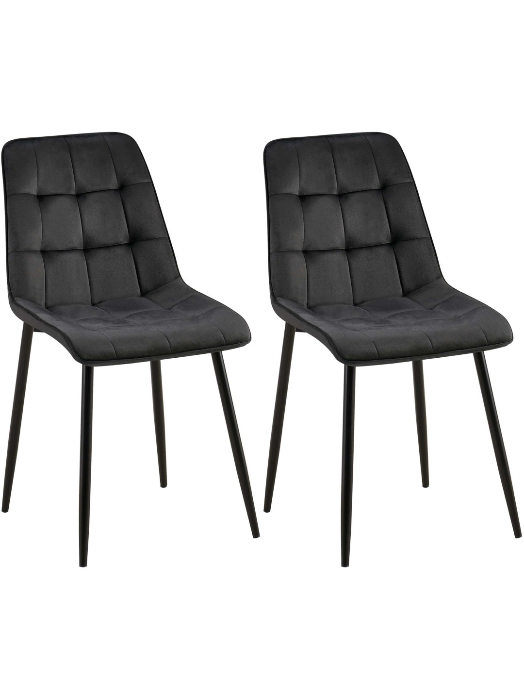 Lot de 2 chaises de salle à manger Gifford velours, noir