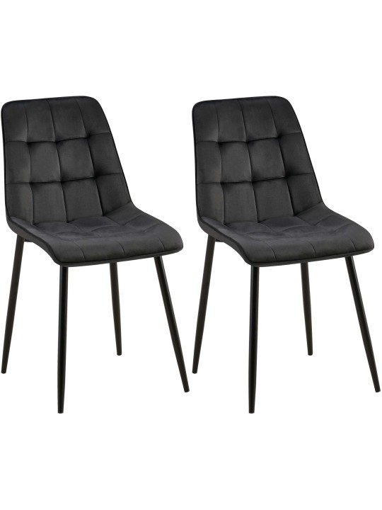 Lot de 2 chaises de salle à manger Gifford velours, noir