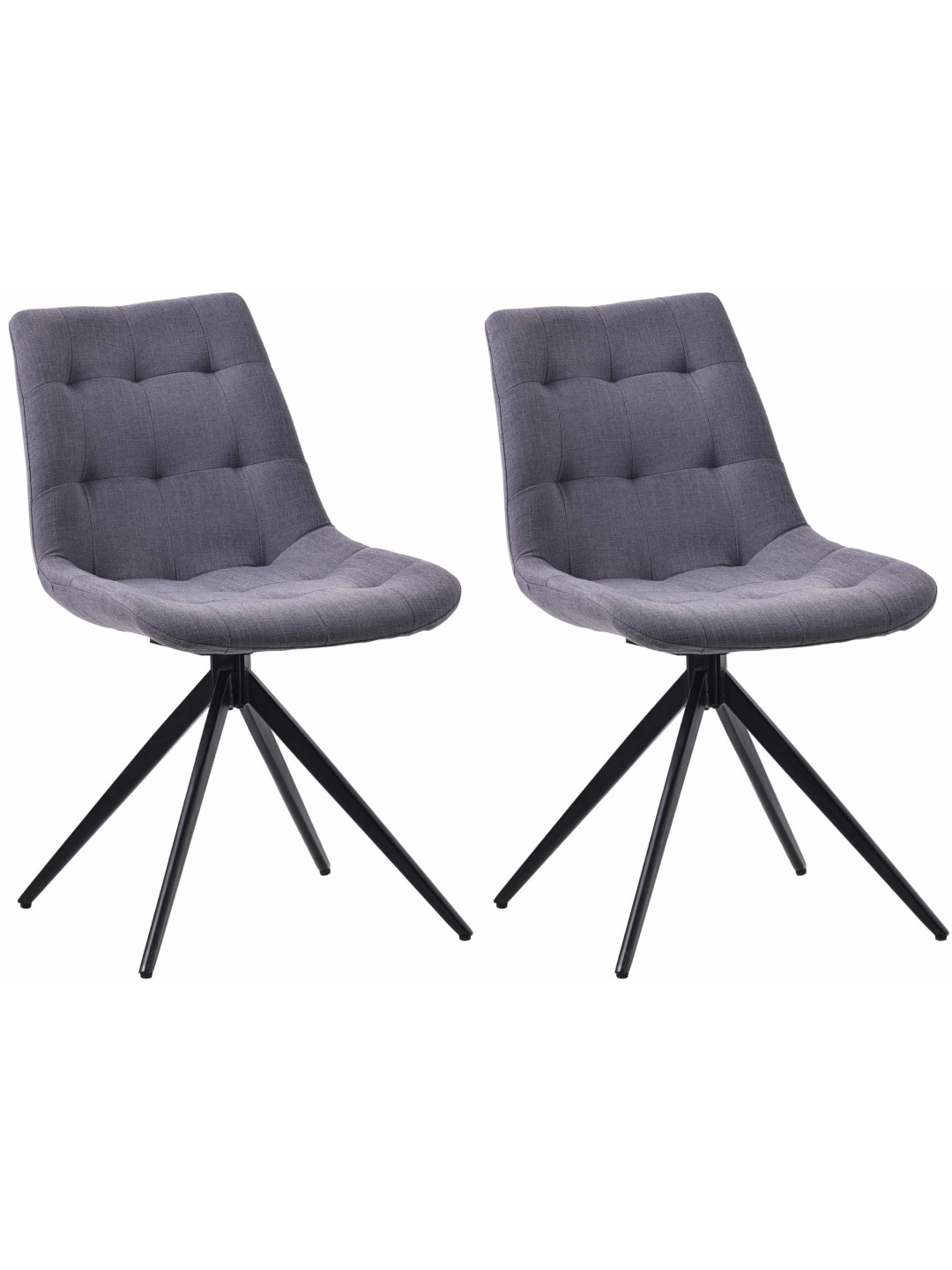 Lot de 2 chaises de salle à manger Merna tissu, gris foncé