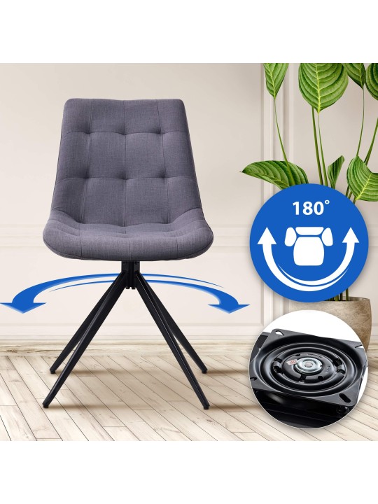 Lot de 2 chaises de salle à manger Merna tissu, gris foncé Lot de 2 chaises de salle à manger Merna tissu, gris foncé