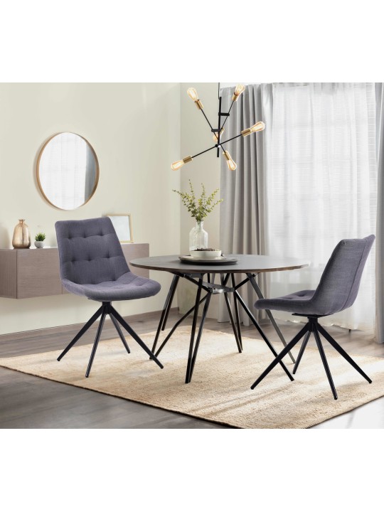 Lot de 2 chaises de salle à manger Merna tissu, gris foncé Lot de 2 chaises de salle à manger Merna tissu, gris foncé
